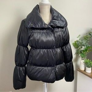 Old Navy Down Puffer Coat Black Shiny Size Medium